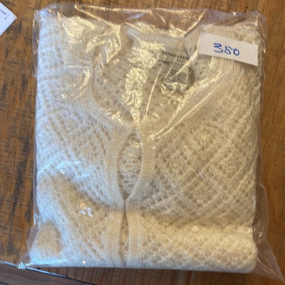 Banana Republic Caridgan Size Med Wool blend Open Knit Cream 2000s Y2K - Picture 11 of 11